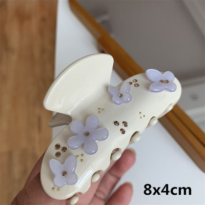 Acetat De Zircon De Lux De Epocă Gheară De Păr Fată Dulce Crab Agrafă De Păr Strasuri Floare Coprica Accesorii De Păr Pentru Femei