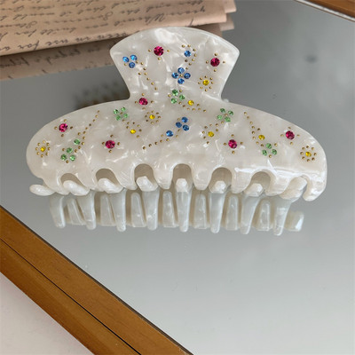 Acetat De Zircon De Lux De Epocă Gheară De Păr Fată Dulce Crab Agrafă De Păr Strasuri Floare Coprica Accesorii De Păr Pentru Femei