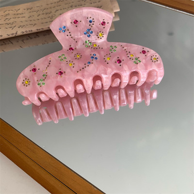 Acetat De Zircon De Lux De Epocă Gheară De Păr Fată Dulce Crab Agrafă De Păr Strasuri Floare Coprica Accesorii De Păr Pentru Femei