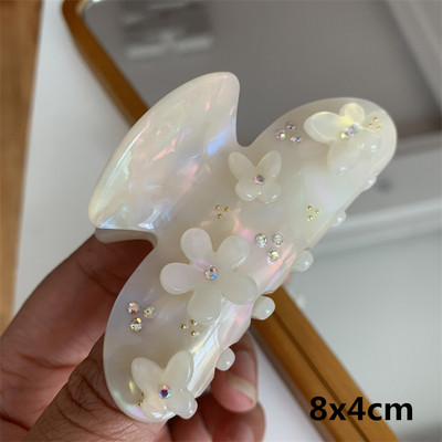 Acetat De Zircon De Lux De Epocă Gheară De Păr Fată Dulce Crab Agrafă De Păr Strasuri Floare Coprica Accesorii De Păr Pentru Femei