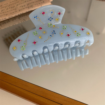 Acetat De Zircon De Lux De Epocă Gheară De Păr Fată Dulce Crab Agrafă De Păr Strasuri Floare Coprica Accesorii De Păr Pentru Femei