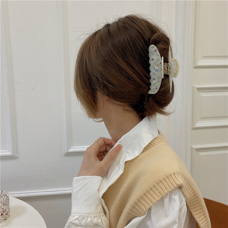 Acetat De Zircon De Lux De Epocă Gheară De Păr Fată Dulce Crab Agrafă De Păr Strasuri Floare Coprica Accesorii De Păr Pentru Femei