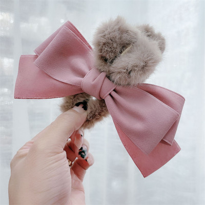 Moda coreeană de toamnă și iarnă cu fundă mare gheare de păr de pluș femei agrafe de păr elegantă hArcheie pentru capul cleme de rechin accesorii de păr pentru fete