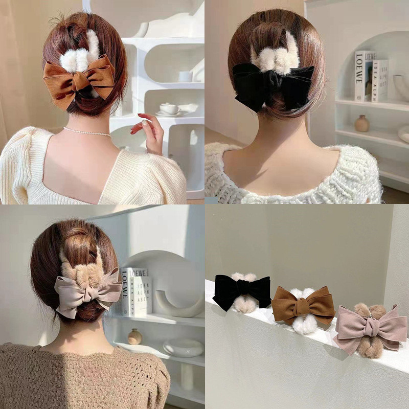 Moda coreeană de toamnă și iarnă cu fundă mare gheare de păr de pluș femei agrafe de păr elegantă hArcheie pentru capul cleme de rechin accesorii de păr pentru fete