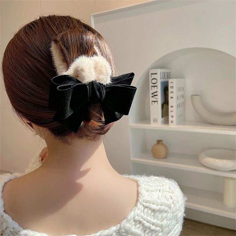 Moda coreeană de toamnă și iarnă cu fundă mare gheare de păr de pluș femei agrafe de păr elegantă hArcheie pentru capul cleme de rechin accesorii de păr pentru fete