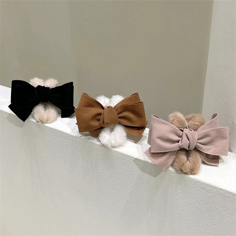 Moda coreeană de toamnă și iarnă cu fundă mare gheare de păr de pluș femei agrafe de păr elegantă hArcheie pentru capul cleme de rechin accesorii de păr pentru fete