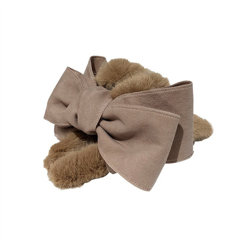 Moda coreeană de toamnă și iarnă cu fundă mare gheare de păr de pluș femei agrafe de păr elegantă hArcheie pentru capul cleme de rechin accesorii de păr pentru fete