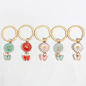 Breloc drăguț emailat, floarea soarelui, fluture, breloc de grădină, breloc pentru femei, bărbați, accesoriu pentru geantă, cadouri de bijuterii DIY