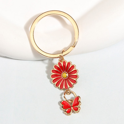 Breloc drăguț emailat, floarea soarelui, fluture, breloc de grădină, breloc pentru femei, bărbați, accesoriu pentru geantă, cadouri de bijuterii DIY