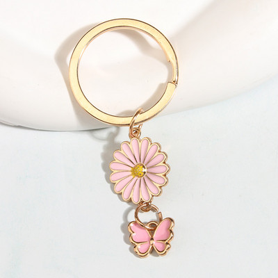 Breloc drăguț emailat, floarea soarelui, fluture, breloc de grădină, breloc pentru femei, bărbați, accesoriu pentru geantă, cadouri de bijuterii DIY
