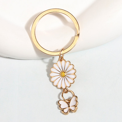 Breloc drăguț emailat, floarea soarelui, fluture, breloc de grădină, breloc pentru femei, bărbați, accesoriu pentru geantă, cadouri de bijuterii DIY