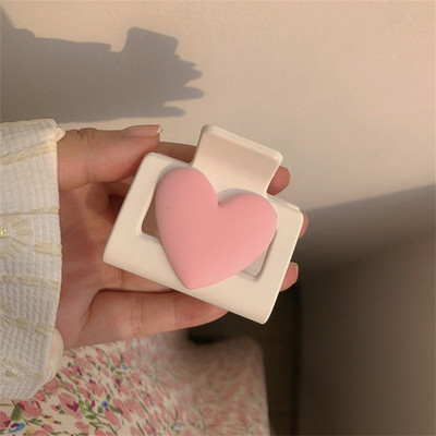 Fată de modă coreeană Gheare de păr cu inimă dulce Agrafă de păr din rășină roz Accesorii de păr pentru femei 2022 Bareta de ac de vară