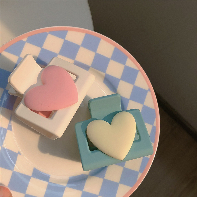 Fată de modă coreeană Gheare de păr cu inimă dulce Agrafă de păr din rășină roz Accesorii de păr pentru femei 2022 Bareta de ac de vară