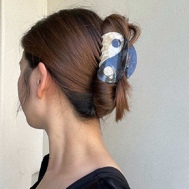 2021 Nou Yin Yang Gheare Acrilic Semicerc Negru Alb Tai Chi Agrafă de păr Agrafă Accesorii pentru păr pentru femei Accesorii pentru păr