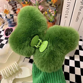 Toamnă și iarnă, pluș, verde, fluture, crab, clemă de păr, dimensiune mare, gheare de păr din blană de iepure Rex, pentru femei, accesorii de păr