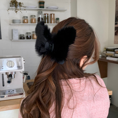 Toamnă și iarnă, pluș, verde, fluture, crab, clemă de păr, dimensiune mare, gheare de păr din blană de iepure Rex, pentru femei, accesorii de păr