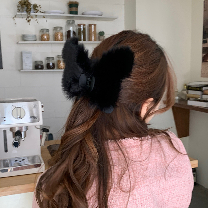 Toamnă și iarnă, pluș, verde, fluture, crab, clemă de păr, dimensiune mare, gheare de păr din blană de iepure Rex, pentru femei, accesorii de păr