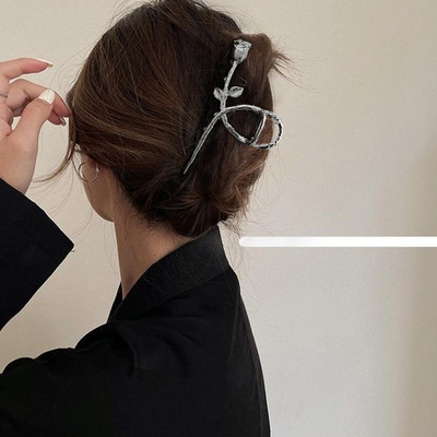 Minimalista Ezüst Rózsa Virág Hajkörmök Lányoknak Elegáns Temperamentum Fém Rák Hajcsat Hajtű Női Hajkiegészítők