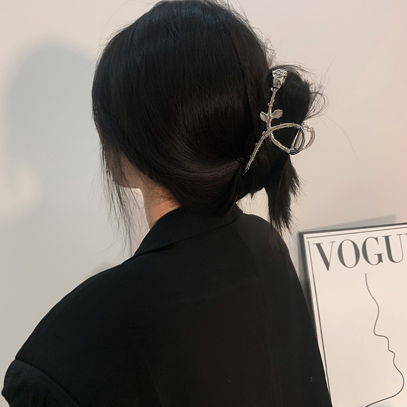 Minimalista Ezüst Rózsa Virág Hajkörmök Lányoknak Elegáns Temperamentum Fém Rák Hajcsat Hajtű Női Hajkiegészítők