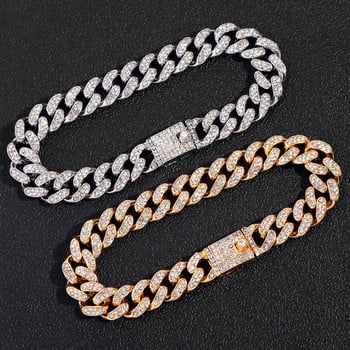 Hip Hop Iced Out Rhinestone Cuban Chain Glezens Гривна за жени Пънк Злато Сребро Цвят Crystal Link Chain Anklet Foot Jewelry