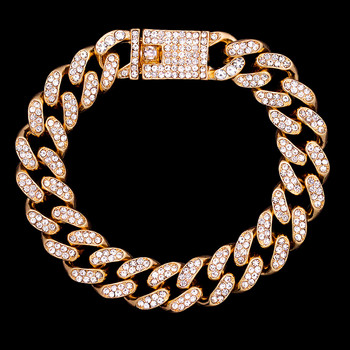 Hip Hop Iced Out Rhinestone Cuban Chain Glezens Гривна за жени Пънк Злато Сребро Цвят Crystal Link Chain Anklet Foot Jewelry