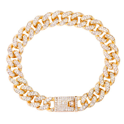 Hip hop Iced Out kubanski lanac narukvica s gležnjačama od kamenčića za žene Punk zlatno srebrna boja lančić s kristalnim karikama Nakit za stopalo