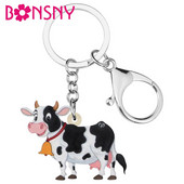 Bonsny Acrilic Vite de Lactate Vaci Clopot Breloc Breloc Animale Ferma Breloc Pentru Femei Fete Adolescenti Geanta Masina Poșeta Brelocuri Decorare Cadou
