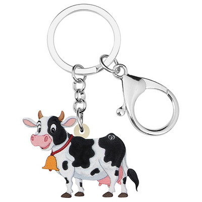 Bonsny Acrilic Vite de Lactate Vaci Clopot Breloc Breloc Animale Ferma Breloc Pentru Femei Fete Adolescenti Geanta Masina Poșeta Brelocuri Decorare Cadou