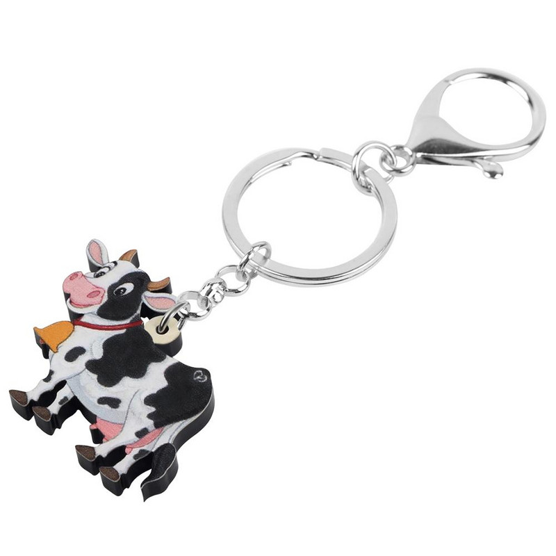 Bonsny Acrilic Vite de Lactate Vaci Clopot Breloc Breloc Animale Ferma Breloc Pentru Femei Fete Adolescenti Geanta Masina Poșeta Brelocuri Decorare Cadou