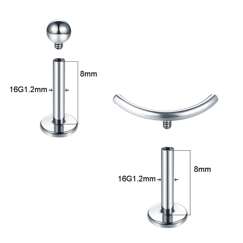 3 buc/lot Titanium 16G Inele Labret cu filet intern Cercei cartilaj Helix Rook Daith Piercing pentru ureche Bijuterii pentru femei