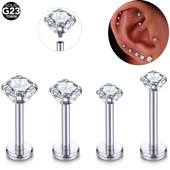 1PC Inele pentru buze Titanium CZ Labret cu filet intern Zircon Monroe 16G Tragus Helix Piercing pentru cartilajul urechii Cercei femei