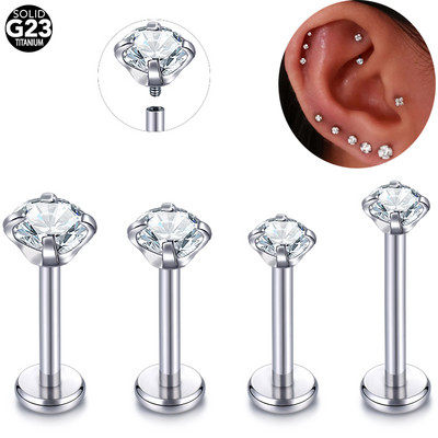 1 db titán CZ Labret ajakgyűrűk belső menetes horgú cirkon Monroe 16G Tragus Helix fülporc piercingek női fülbevalók