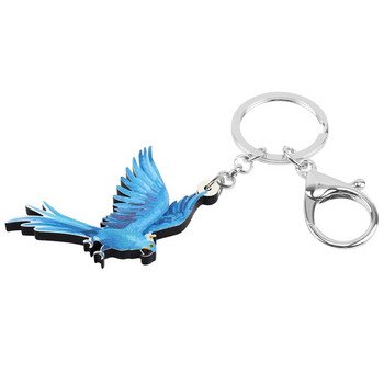 Μπρελόκ Bonsny Acrylic Blue Macaw Parrot Lovely Animal Bird Keyring Κοσμήματα για γυναίκες Παιδικά κορίτσια Μόδα διακόσμηση τσάντα δώρου