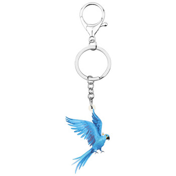 Μπρελόκ Bonsny Acrylic Blue Macaw Parrot Lovely Animal Bird Keyring Κοσμήματα για γυναίκες Παιδικά κορίτσια Μόδα διακόσμηση τσάντα δώρου