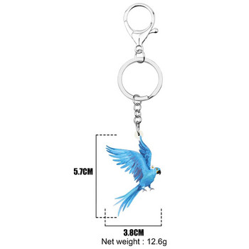 Μπρελόκ Bonsny Acrylic Blue Macaw Parrot Lovely Animal Bird Keyring Κοσμήματα για γυναίκες Παιδικά κορίτσια Μόδα διακόσμηση τσάντα δώρου