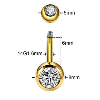 1PC титанов пиърсинг 14G пиърсинг на пъпа на пъпа Crystal Gem Ombligo Piercing Helix Висяща обеца Пиърсинг Бижута за тяло