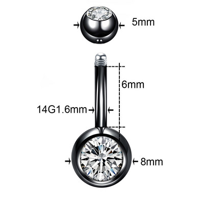 1PC Piercing din titan 14G Piercing pentru buric pentru buric, bijuterii de cristal, Ombligo, Piercing Helix, Piercing pentru cercei, bijuterii pentru corp