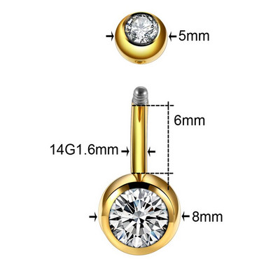 1PC Piercing din titan 14G Piercing pentru buric pentru buric, bijuterii de cristal, Ombligo, Piercing Helix, Piercing pentru cercei, bijuterii pentru corp