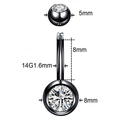 1PC Piercing din titan 14G Piercing pentru buric pentru buric, bijuterii de cristal, Ombligo, Piercing Helix, Piercing pentru cercei, bijuterii pentru corp