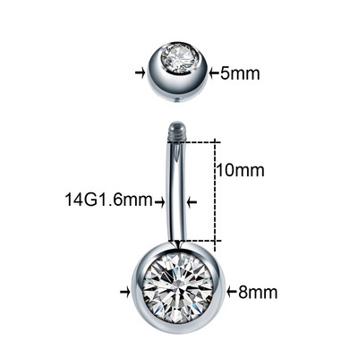 1PC Piercing din titan 14G Piercing pentru buric pentru buric, bijuterii de cristal, Ombligo, Piercing Helix, Piercing pentru cercei, bijuterii pentru corp