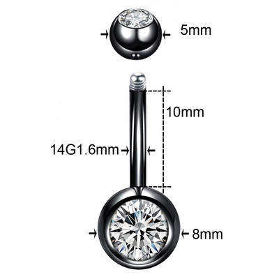 1PC Piercing din titan 14G Piercing pentru buric pentru buric, bijuterii de cristal, Ombligo, Piercing Helix, Piercing pentru cercei, bijuterii pentru corp