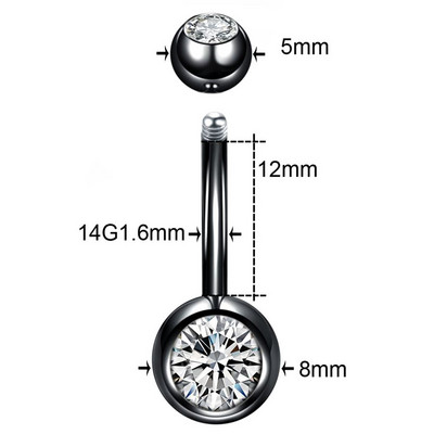 1PC Piercing din titan 14G Piercing pentru buric pentru buric, bijuterii de cristal, Ombligo, Piercing Helix, Piercing pentru cercei, bijuterii pentru corp