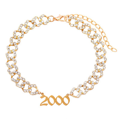 Hip hop cu gheață strasuri cu lanț cubanez gleznă pentru femei Anul nașterii număr gleznă cristal fluture picior lanț brățară bijuterii