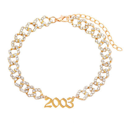 Hip hop cu gheață strasuri cu lanț cubanez gleznă pentru femei Anul nașterii număr gleznă cristal fluture picior lanț brățară bijuterii