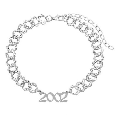 Hip hop cu gheață strasuri cu lanț cubanez gleznă pentru femei Anul nașterii număr gleznă cristal fluture picior lanț brățară bijuterii