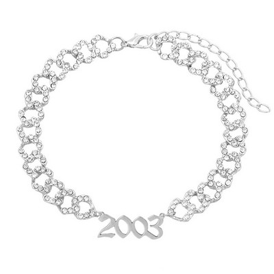 Hip hop cu gheață strasuri cu lanț cubanez gleznă pentru femei Anul nașterii număr gleznă cristal fluture picior lanț brățară bijuterii