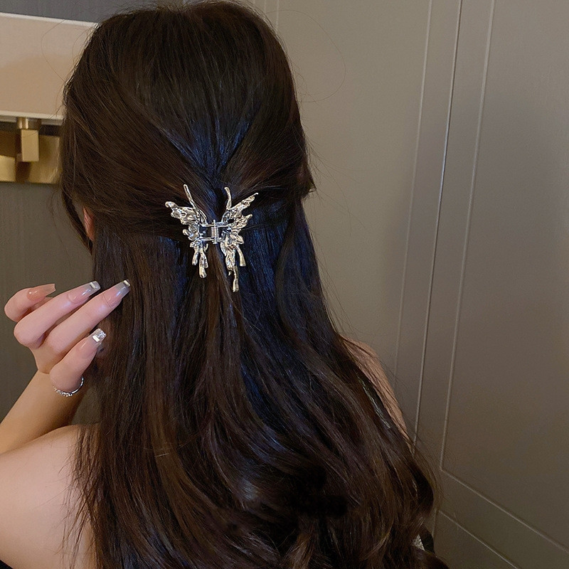 Personalitate exagerată, metal lichid, ac de păr fluture, agrafă pentru fete, agrafă minimalistă punk rechin, accesorii de păr pentru femei