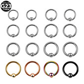 10 buc/lot Inele din titan cu margele circulare Inel pentru nas buze Labret Sprâncene Ureche Cartilaj Daith Cercei Helix Piercing Bijuterii 16G 14G
