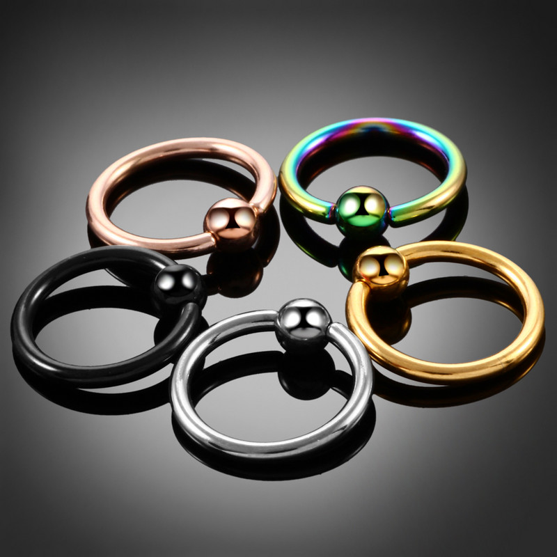 10 buc/lot Inele din titan cu margele circulare Inel pentru nas buze Labret Sprâncene Ureche Cartilaj Daith Cercei Helix Piercing Bijuterii 16G 14G