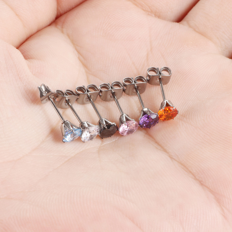 2 buc/lot cercei tip piercing pentru ureche cu zircon, cristal de titan, rotund, pentru femei, Helix ureche, tragus, orelha, piercing la cartilagem, bijuterii